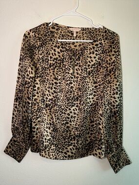 Rebecca Taylor 100% Silk Blouse Women’s Sz 4/S Animal Print Leopard Office Siren